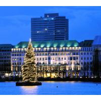 0329_127 Weihnachtstanne auf der Alster - Binnenalster - Hotel Vier Jahreszeiten Hamburg. | 